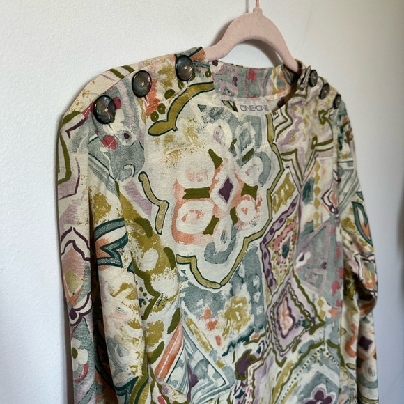 Vintage Top Floral Paisley Design Hippie Boho Festival Multicoloured Long Sleeve - Picture 4 of 14